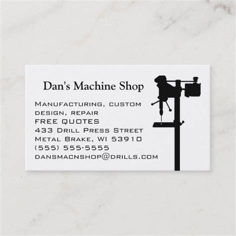 machine shop business card maker